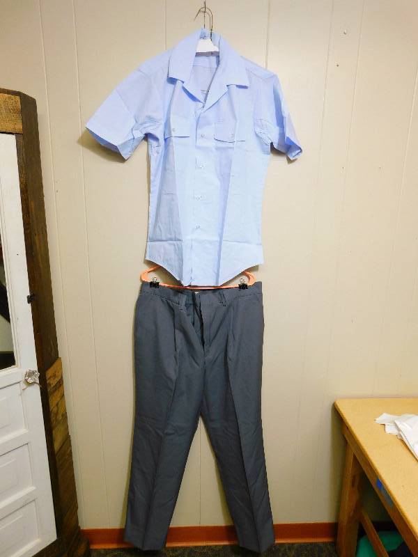 lot 109 image: Italian Military Surplus Wool Dress Pants & U.S.A.F. Dress Blues Shirts, XL