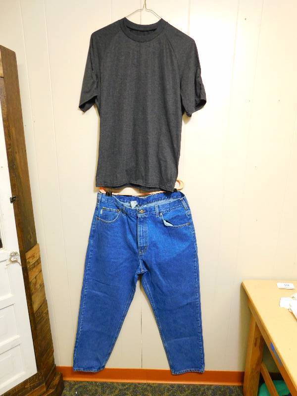 lot 114 image: U.S. Military Surplus Potomac Base Layer Shirts, Short Sleeved, Fire Resistant & Carhartt Relaxed Fit Jeans