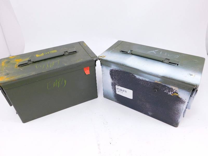 lot 66 image: Lot Of 2 U.S. Military Surplus Waterproof .50 Caliber Ammo Can, Used