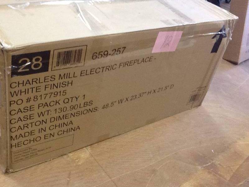 lot 12 image: Home Decorators Collection  Charles Mill 46 in. Convertible Media Console Electric Fireplace in White Model # 85811Y open box never used