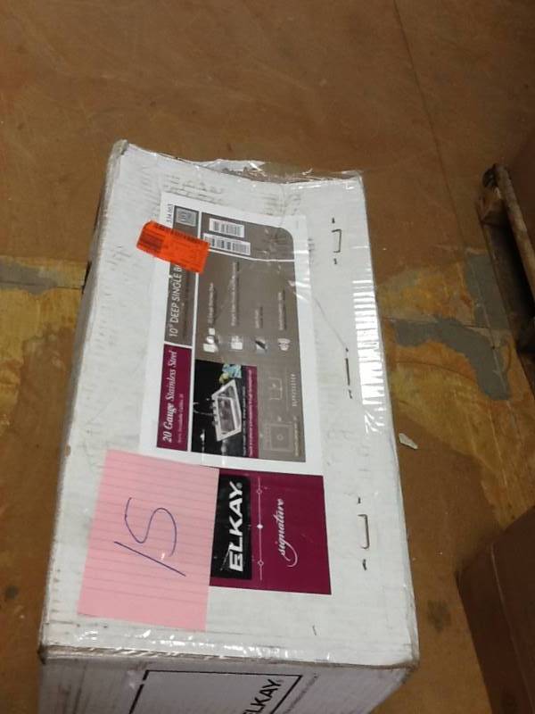 lot 15 image: Elkay Signature Drop-In Stainless Steel 25 in. 4-Hole Single Bowl Kitchen Sink open box never used