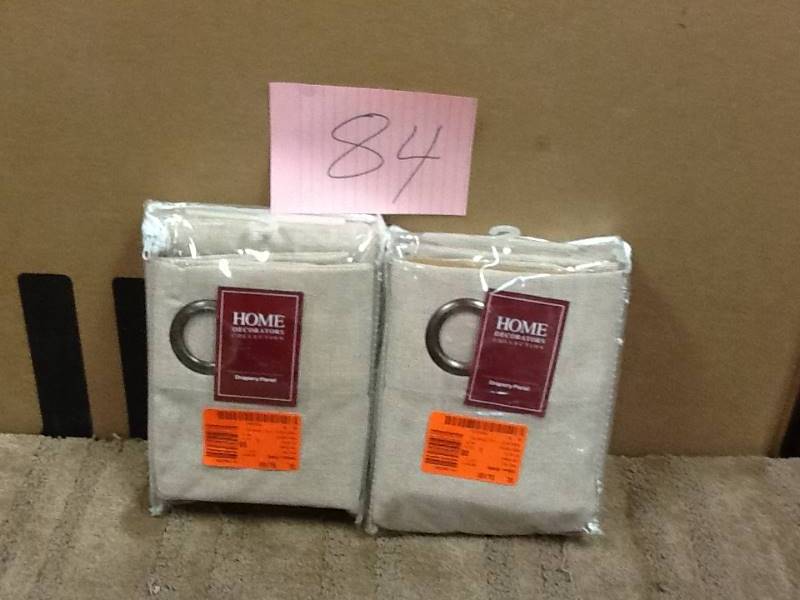 lot 84 image: Set of 2 Home Decorators Collection  Linen Hudson Grommet Curtain - 50 in. W x 63 in. L New