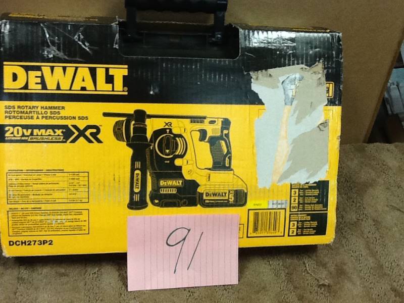 lot 91 image: DEWALT 20-Volt MAX Lithium-Ion Cordless Brushless 1 in. SDS Plus Rotary Hammer in like New conditions