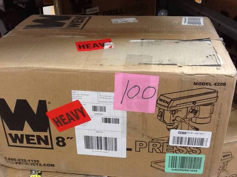 lot 100 image: WEN 8 in. 5-Speed Drill Press Model# 4208  open box never used