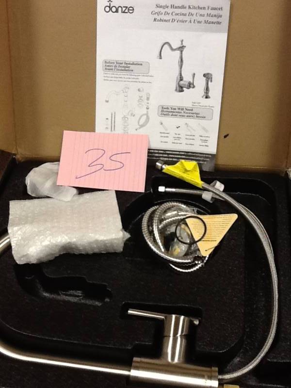 lot 35 image: Danze Parma Side Mount Single-Handle Side Sprayer Kitchen Faucet in Stainless Steel