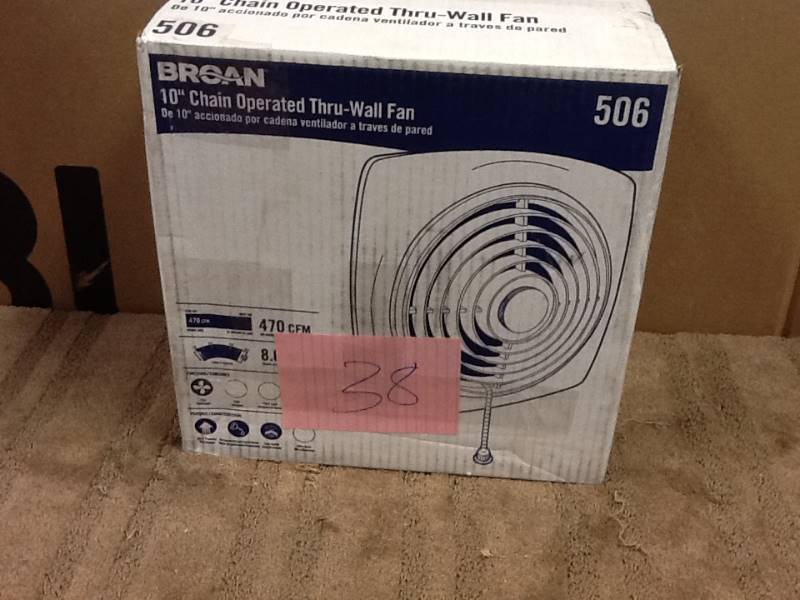 lot 38 image: Broan 506 Chain Operated Utility Fan, 10-Inch 470 CFM 8.0 Sones