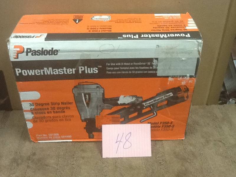 lot 48 image: Paslode PowerMaster Plus Pneumatic Clipped-Head Framing Nailer Model # 501000