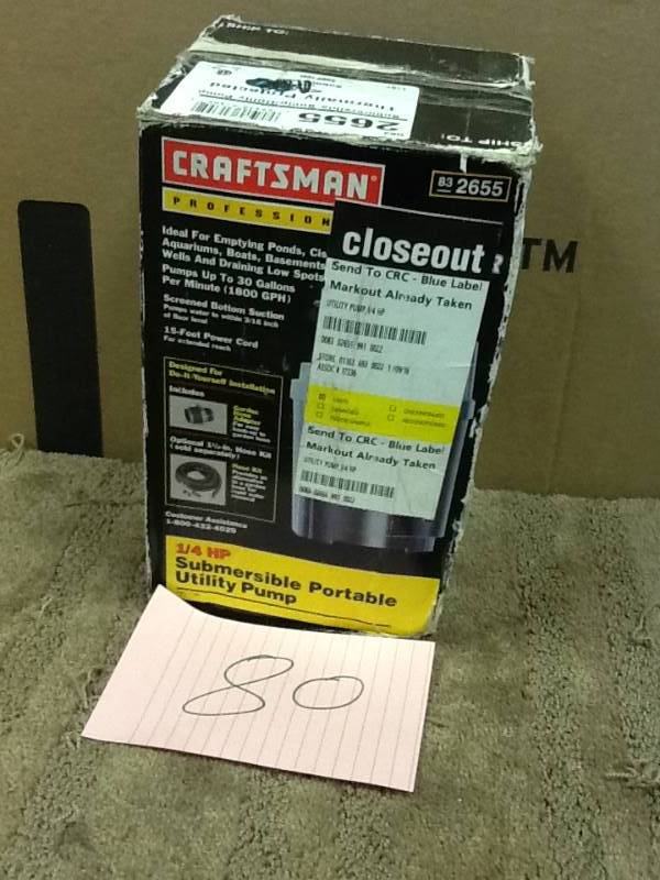 lot 80 image: Craftsman Professional 14 hp Submersible Utility Pump