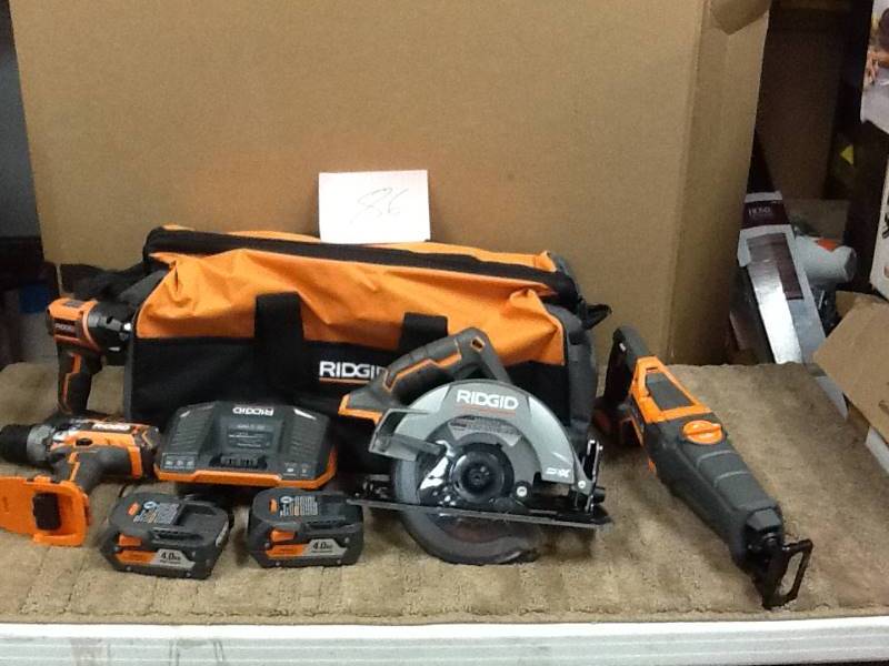 Ridgid X5 18V 4 PC Combo Kit Drill Driver Reciprocating Saw