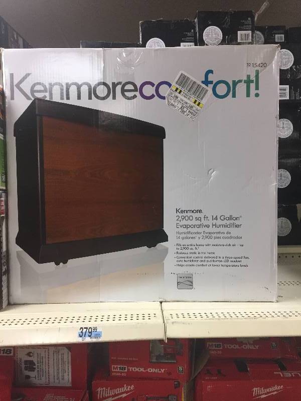 lot 110 image: Kenmore Evaporative Humidifier (4.6 Gallon Capacity) open box never used