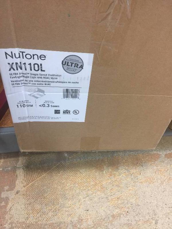 lot 113 image: NuTone  ULTRA GREEN 110 CFM Ceiling Exhaust Bath Fan with Light and Night Light, ENERGY STAR open box never used