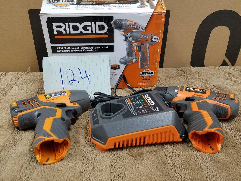 lot 124 image: RIDGID  12-Volt Hyper Lithium-Ion DrillDriver and Impact Driver tool Only in working conditions