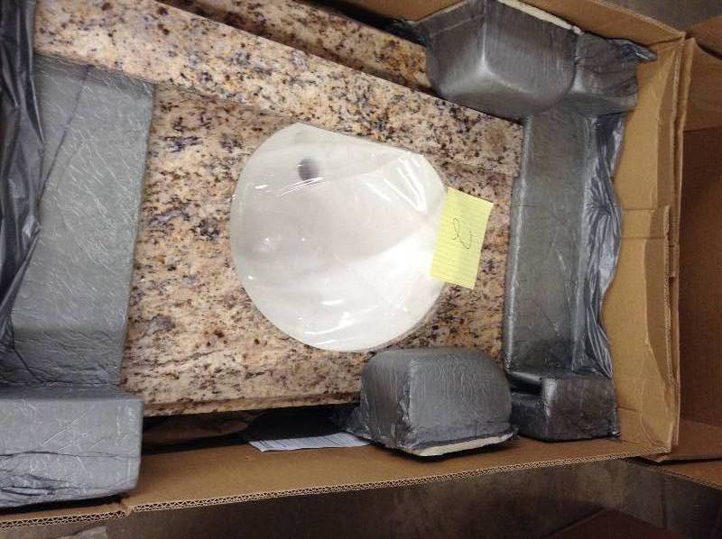 lot 402-2 image: St Paul 49 in. Stone Effects Vanity Top in Santa Cecilia with White Bowl open box never used