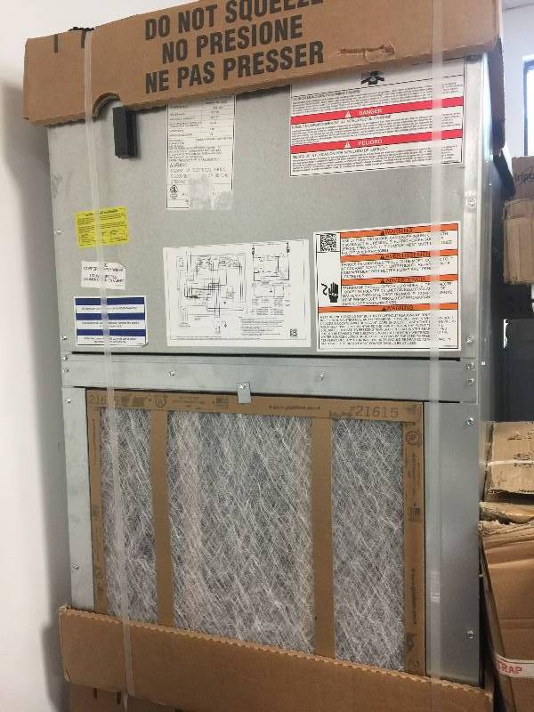 lot 11 image: Goodman AWUF360516 Air Handler, 3 Ton Wall-MountedMulti-Speed Blower w5 kW Electric Heat 13 HP - 36,000 BTU never used
