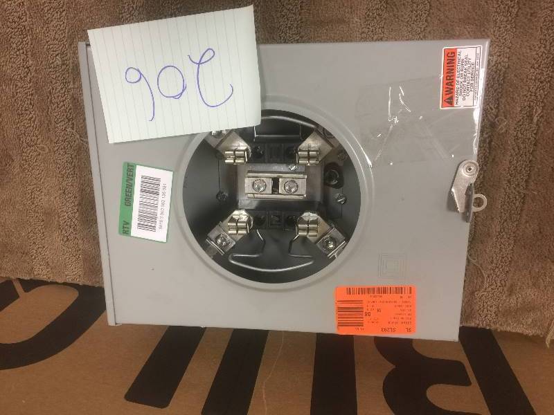 lot 206 image: Milbank 200 Amp 4-Terminal Ringless OverheadUnderground Meter Socket  open box never used