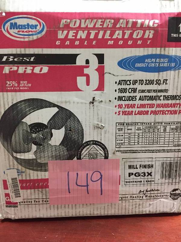 lot 149 image: POwer Attic Ventilator PG3X New