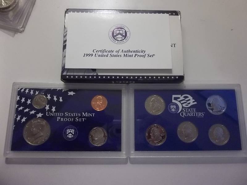 lot 27 image: 1999 US Proof Set With State Quarters In Original Packaging & COA