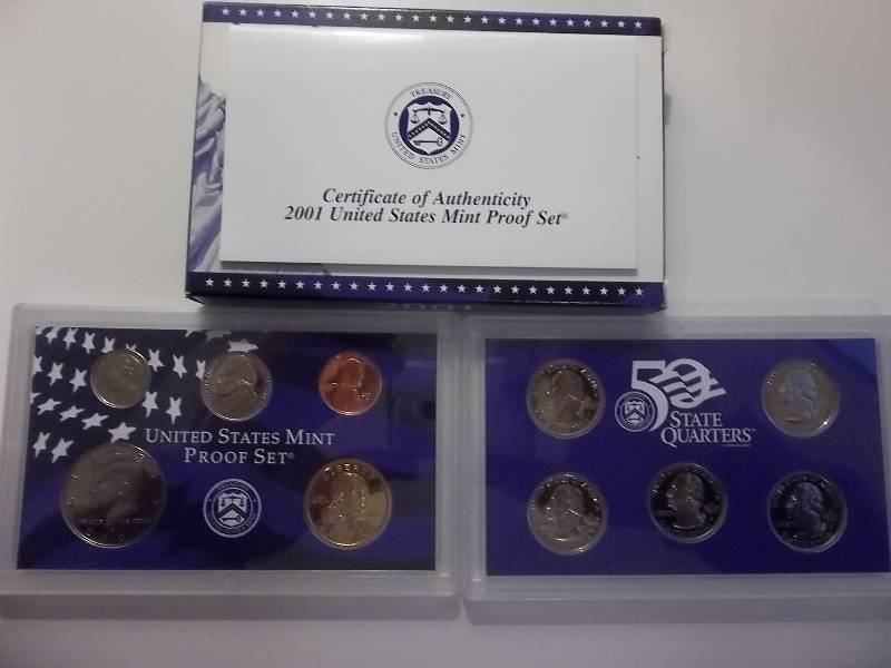 lot 29 image: 2001 US Proof Set With State Quarters & Sac Dollar In Original Packaging & COA