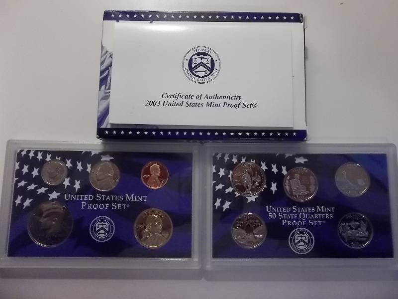 lot 31 image: 2003 US Proof Set With State Quarters & Sac Dollar In Original Packaging & COA