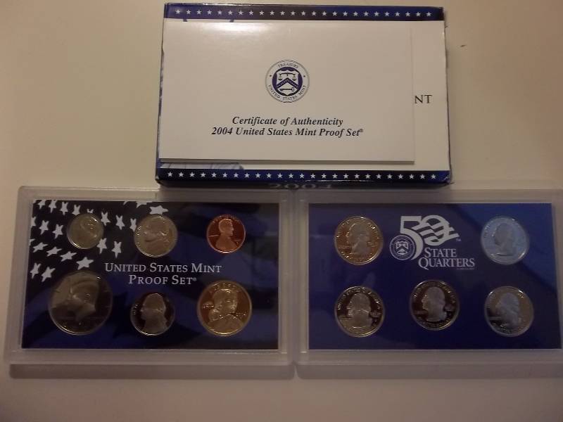 lot 32 image: 2004 US Proof Set With State Quarters & Sac Dollar In Original Packaging & COA