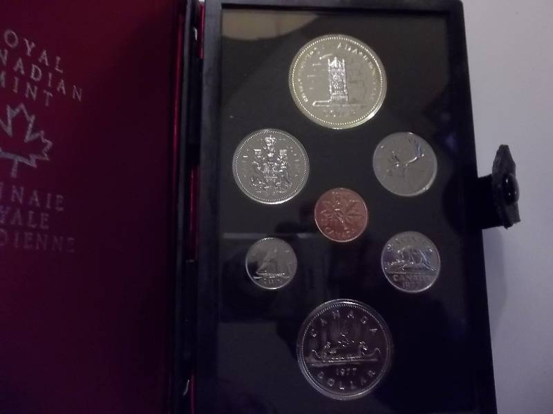 lot 55 image: 1977 Canadian Proof Set Contains 2- Dollars, Half Dollar, Quarters, Dime, Nickel, Cent