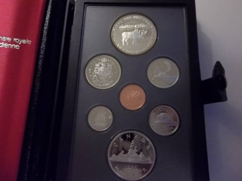 lot 62 image: 1985 Canadian Proof Set Contains 2- Dollars, Half Dollar, Quarters, Dime, Nickel, Cent