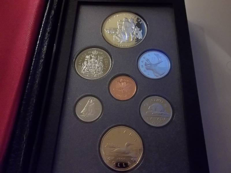 lot 67 image: 1990 Canadian Proof Set Contains 2- Dollars, Half Dollar, Quarters, Dime, Nickel, Cent