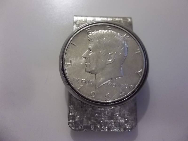 lot 71 image: JFK Money Clip Featuring A 1964 Kennedy Half Dollar 90% Silver