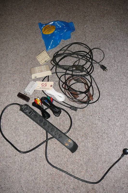 lot 55 image: Lot of Power cords, Phone, TV RCA Cord
