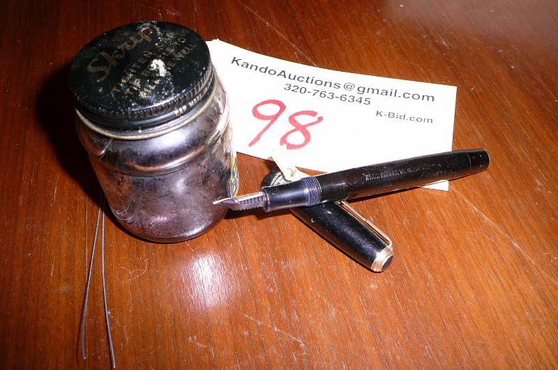 lot 98 image: Parker Ink pen (Volumatic pen) and Skrip ink bottle