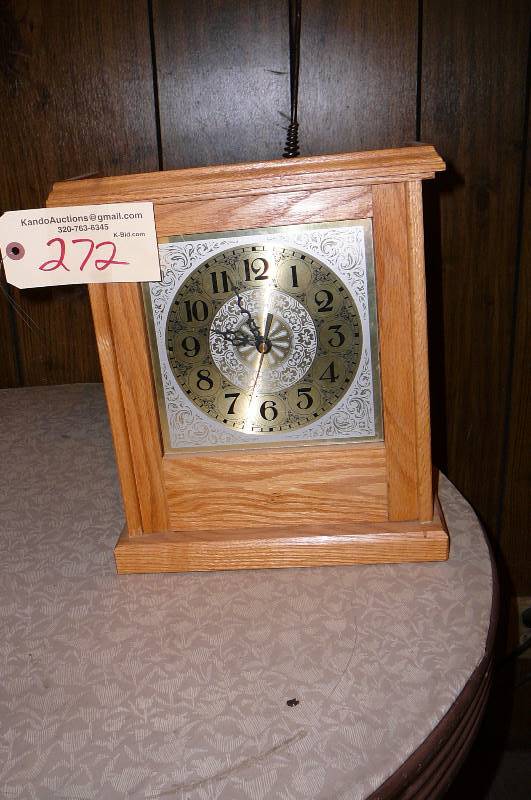 lot 272 image: Handcrafted Wooden Clock