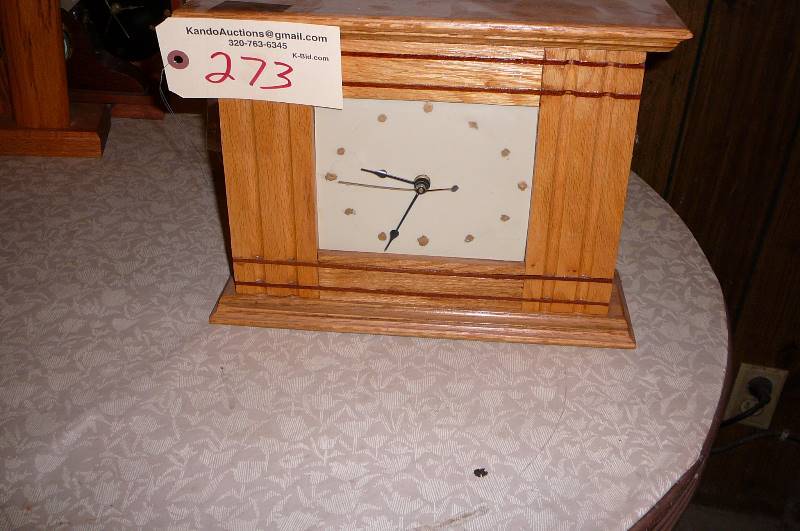 lot 273 image: Handcrafted Wooden Clock