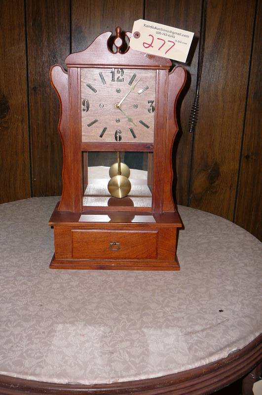 lot 277 image: Handcrafted Wooden Clock