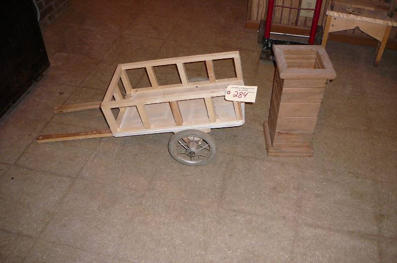 lot 284 image: Wooden caneumbrella holder Wooden Wagon