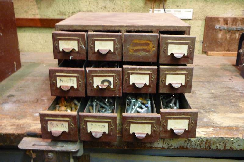 lot 381 image: wooden cabinet & lot of misc.
