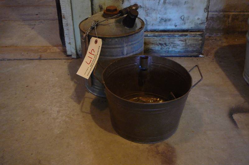lot 417 image: Vintage gas can & bucket