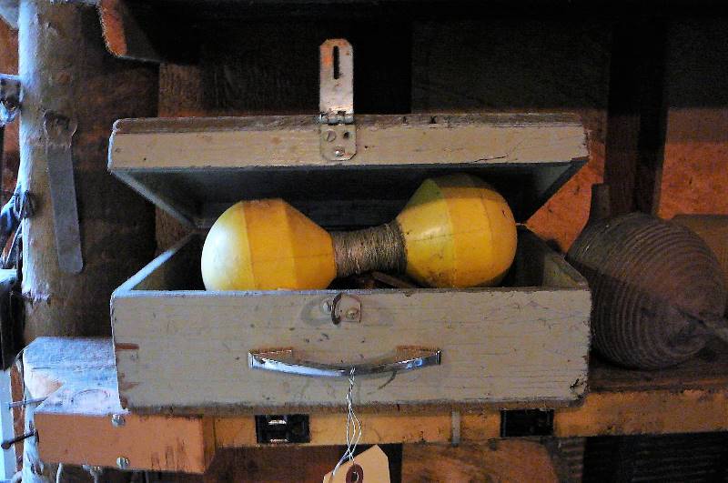 lot 458 image: wooden box with misc. fishing items