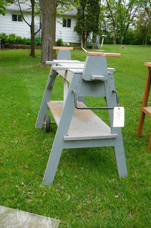 lot 498 image: saw horse on wheels