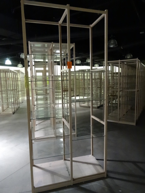 lot 99 image: Wood Retail Display Glass Shelves