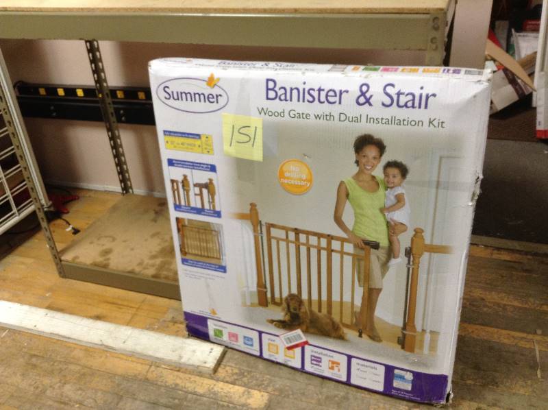 Summer Banister and Stair Wood Gate with Installation Kit Never used