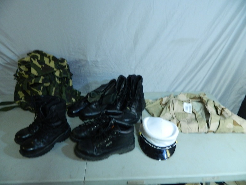 Combat Boots, Clothing, Backpack, Etc