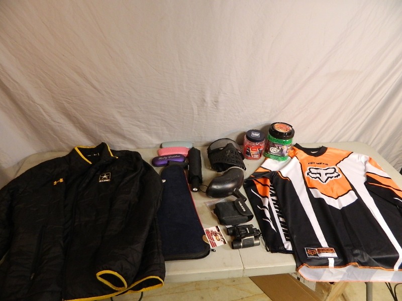 Under Armour Jacket, Binoculars, Fox Jersey, Etc