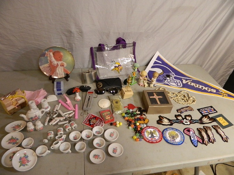 Swarovski Cross, Marbles, Tiny Tea Set, Ray Bans, Etc