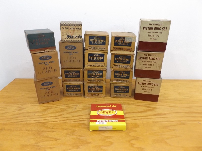 lot 16 image: Large Lot of Vintage New Old Stock Ford Piston Rings