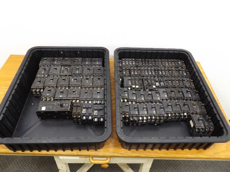 lot 18 image: 2 Bins Filled wSquare D 240v and 120v Breakers
