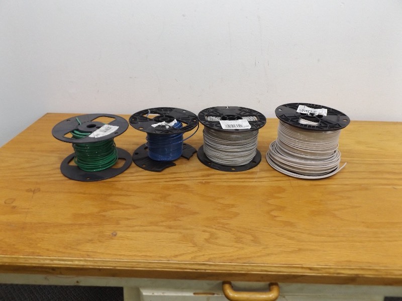 lot 21 image: 4 Spools of 12 GA and 14 GA Copper Wire