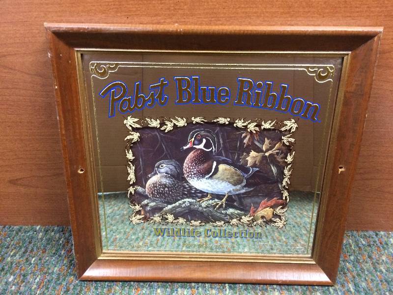 lot 4 image: Pabst Blue Ribbon Framed Bar MirrorPrint