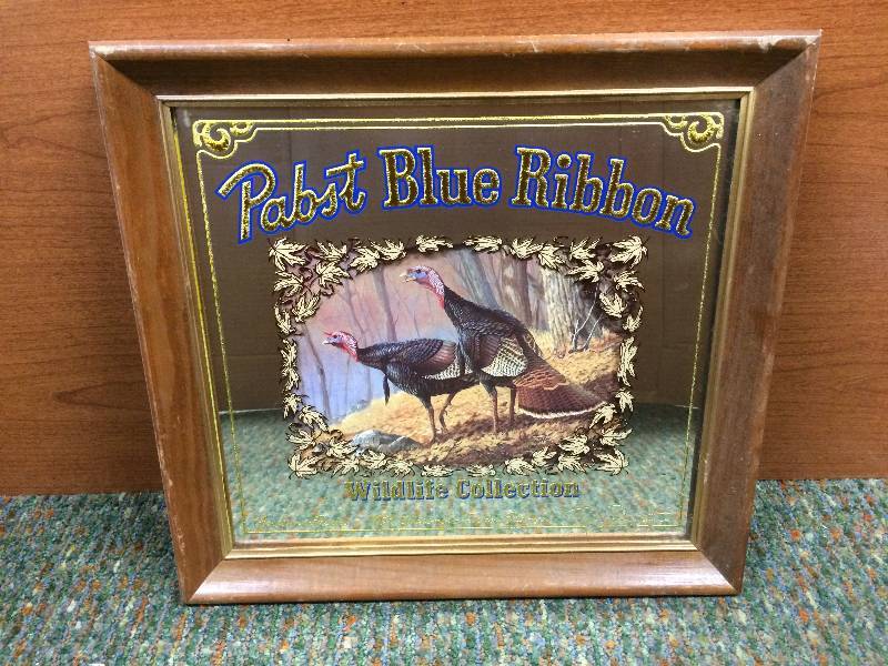 lot 5 image: Pabst Blue Ribbon Framed Bar MirrorPrint