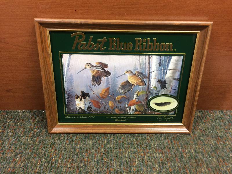 lot 37 image: Pabst Blue Ribbon Framed Bar MirrorPrint