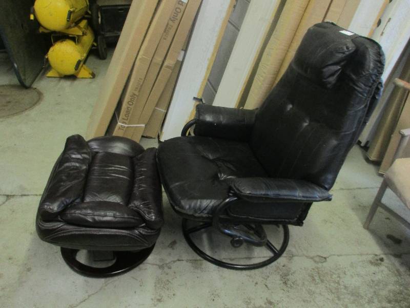 leather chair and foot rest